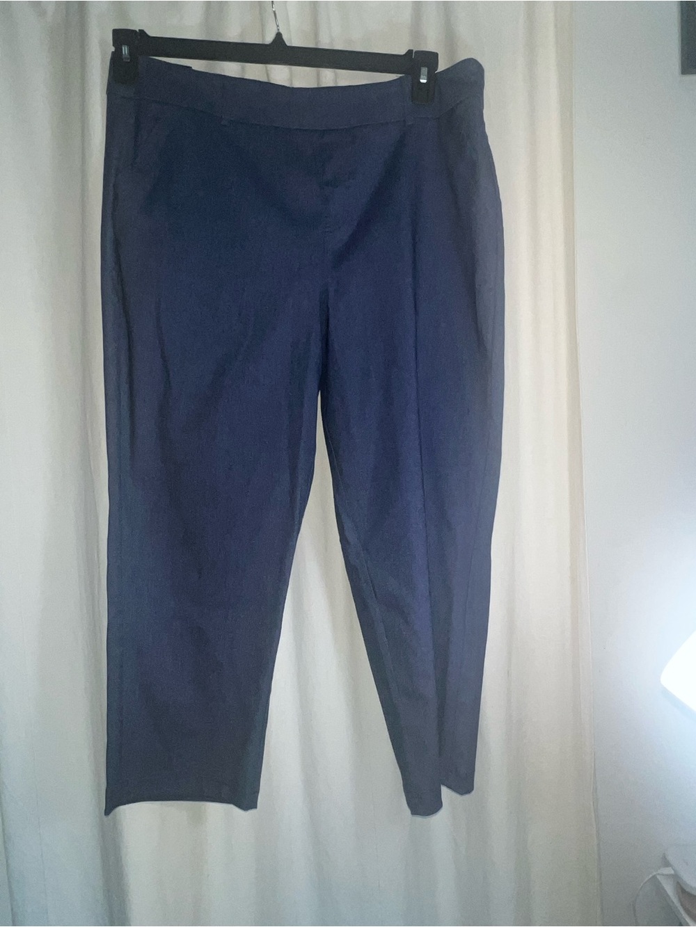 Mario Serrani Navy Cropped Straight-Leg Pants